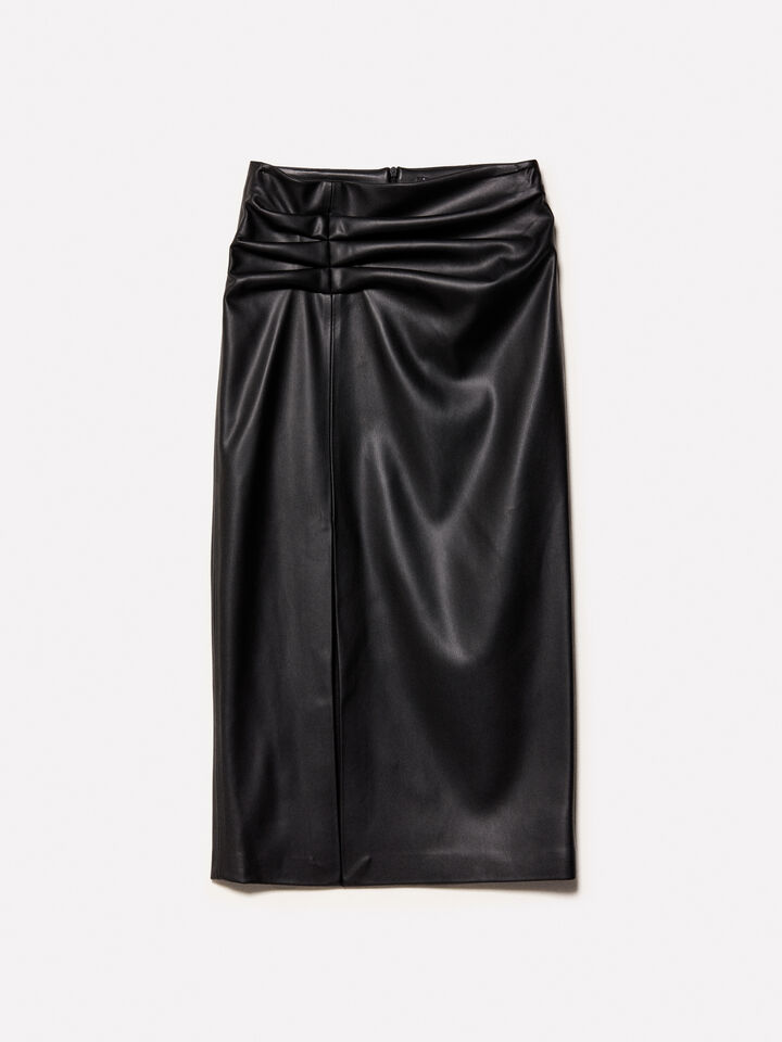 Pencil skirt with slit - women's midi skirts - Black | Sisley image number 6